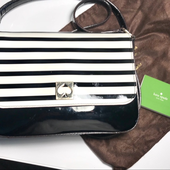 Kate Spade Black White Striped Patent randi - Picture 6 of 7